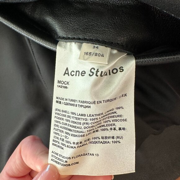 PRISTINE Acne Studios Black Moto Biker Leather Jacket (Size 34 / US 2) - Picture 6 of 7